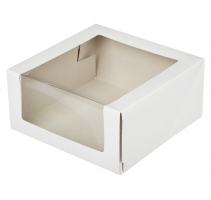 Коробка для торта белая 225х225х110 мм. с окном, в упаковке 50шт.